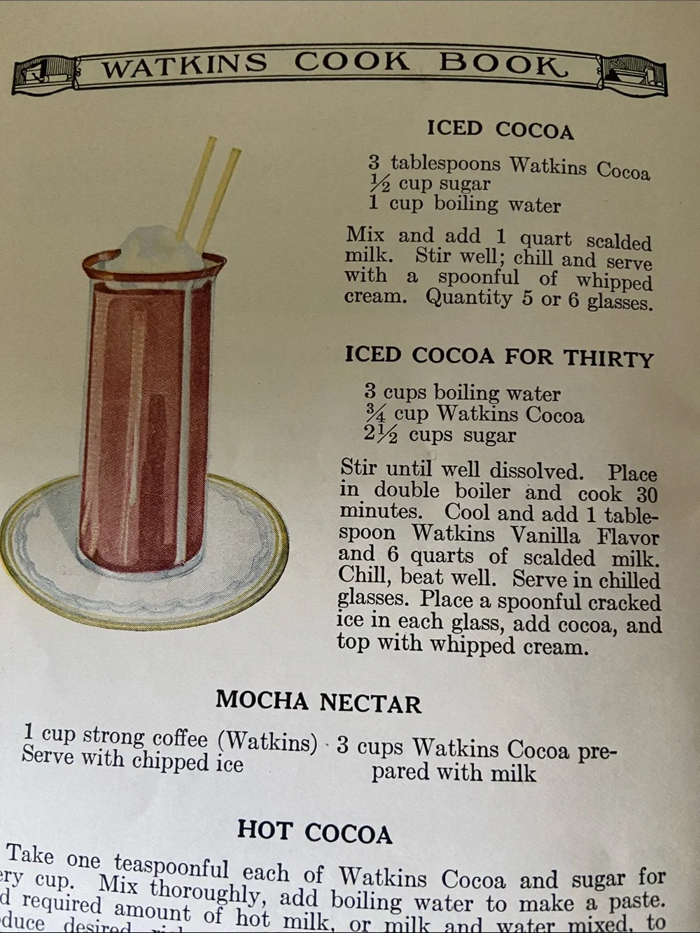 Antique Vintage 1920s 20s Watkins advertising advertisement baking and Cookbook